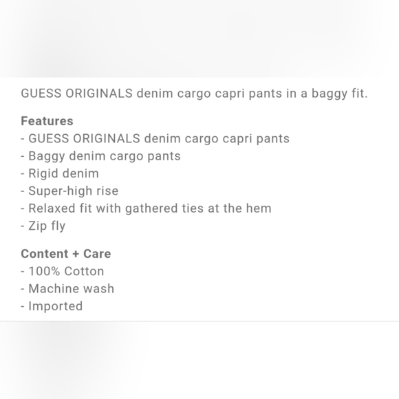 GUESS ORIGINALS Women's Denim Cargo Capri Pant, Tinted Denim, Size 26 - Picture 8 of 15